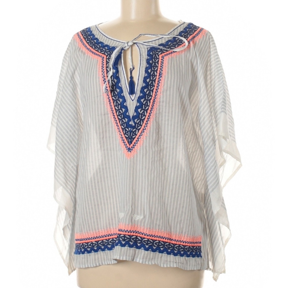 Meena Mahal Striped Hand Embroidered Blouse SZ S/M